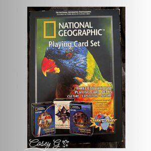 Rare***NEW***National Geographic Educational Playing Cards.  Set of 3 decks!